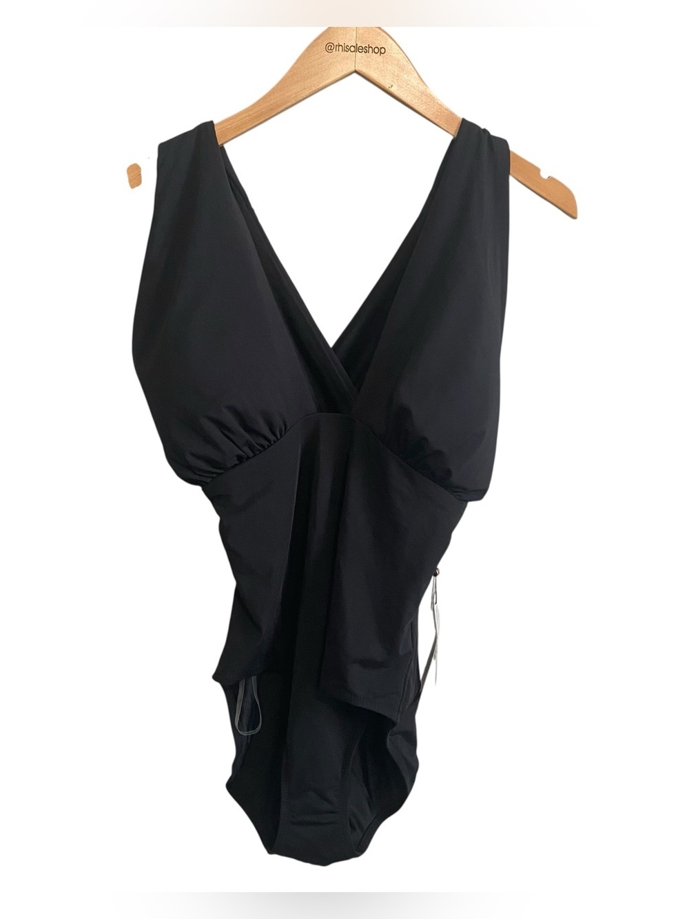 NWT Calia Black Deep V Cross Back One Piece Swimsuit Size 12